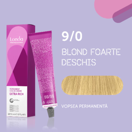 VOPSEA - Vopsea de par permanenta Londa Professional Permanent Color Cream 9/0, Blond Foarte Deschis, 60 ml