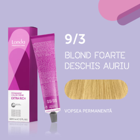 VOPSEA - Vopsea de par permanenta Londa Professional Permanent Color Cream 9/3, Blond Foarte Deschis Auriu, 60 ml