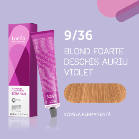 VOPSEA - Vopsea de par permanenta Londa Professional Permanent Color Cream 9/36, Blond Foarte Deschis Auriu Violet, 60 ml