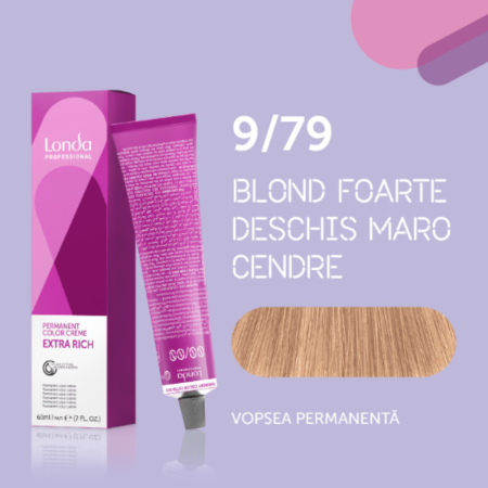 VOPSEA - Vopsea de par permanenta Londa Professional Permanent Color Cream 9/79, Blond Foarte Deschis Maro Cendre, 60 ml