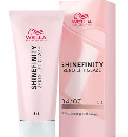 VOPSEA - Vopsea de par semi-permanenta Wella Professionals Shinefinity Zero Lift Glaze 04/07, Natural Bitter Chocolate, 60 ml