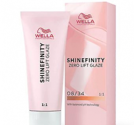 VOPSEA - Vopsea de par semi-permanenta Wella Professionals Shinefinity Zero Lift Glaze 08/34, Warm Spicy Ginger, 60 ml