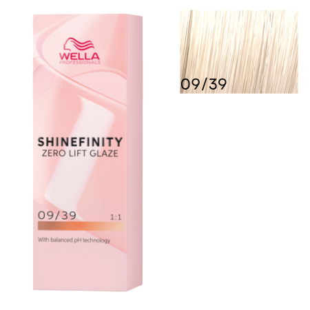 VOPSEA - Vopsea de par semi-permanenta Wella Professionals Shinefinity Zero Lift Glaze 09/39, Very Light Blonde Gold Cendre, 60 ml