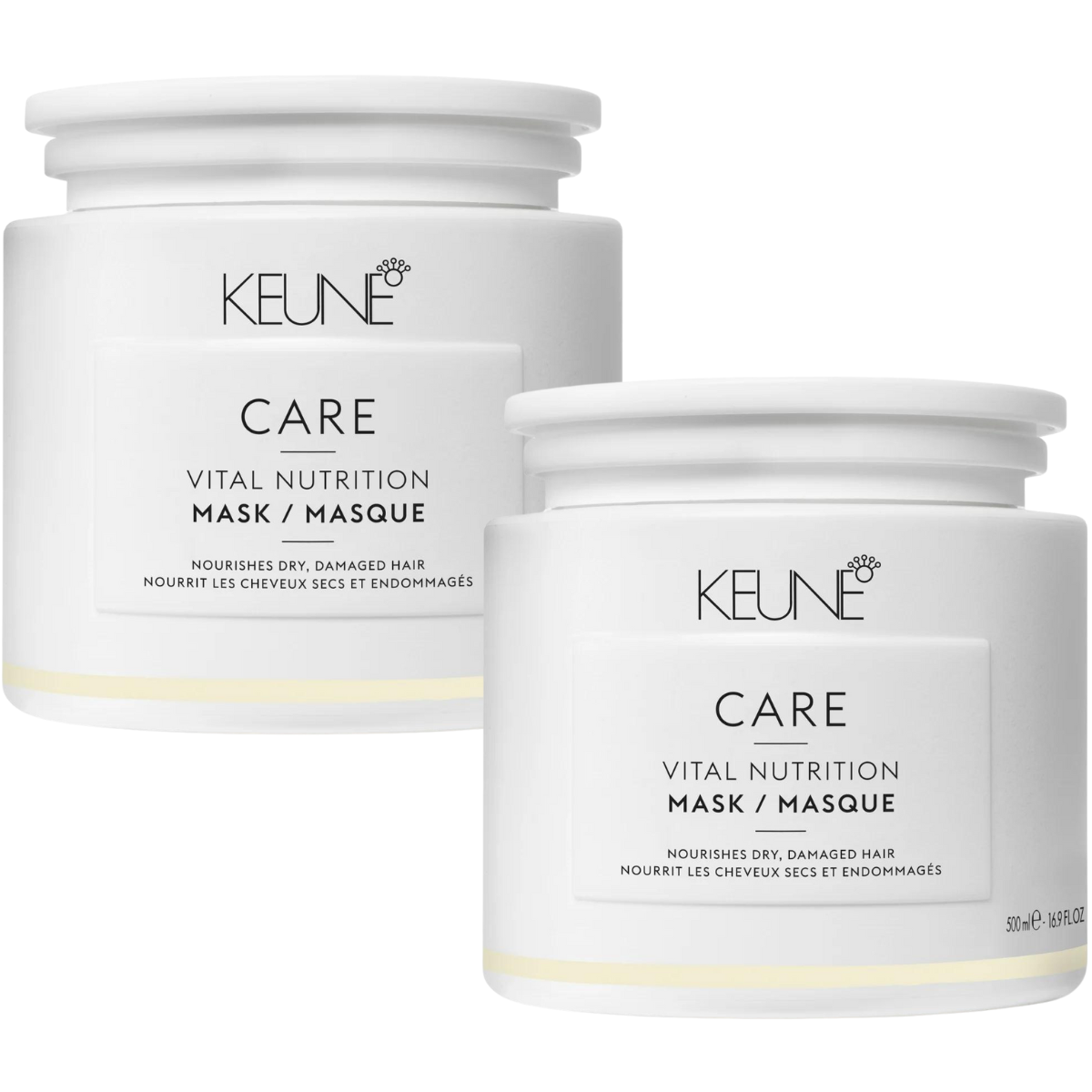 Pachet DUO Masca hidratanta pentru par profund degradat Keune Care Vital Nutrition, 500 ml