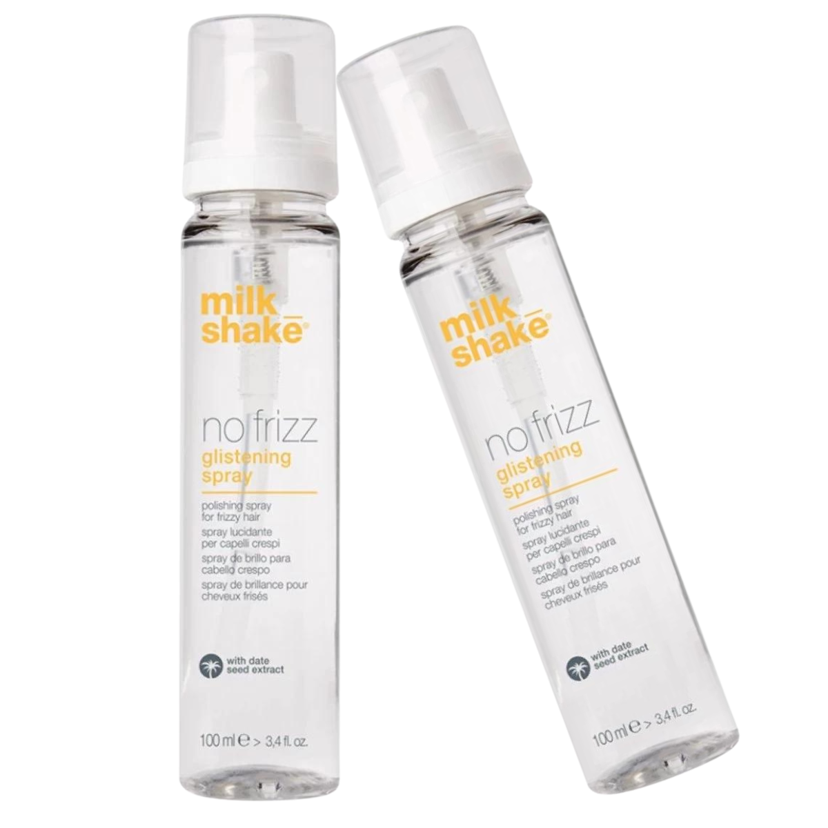 Pachet DUO Spray de finisare, stralucire si anti-static Milk Shake No Frizz Glistening, 100 ml
