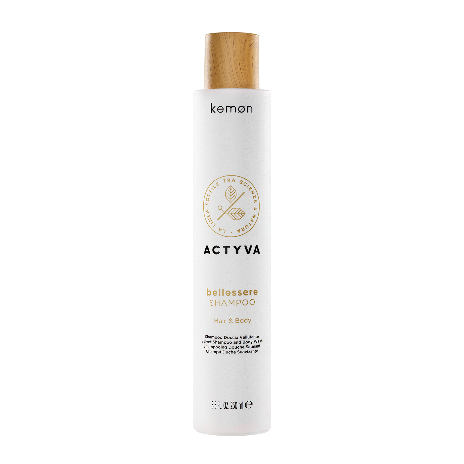 Sampon de catifelare pentru par si corp, Kemon Actyva Bellessere, 250 ml