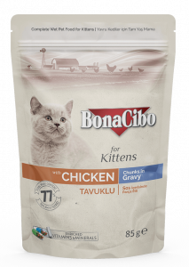 Hrana umeda pisici - 12 X BonaCibo Plic Kitten Pui