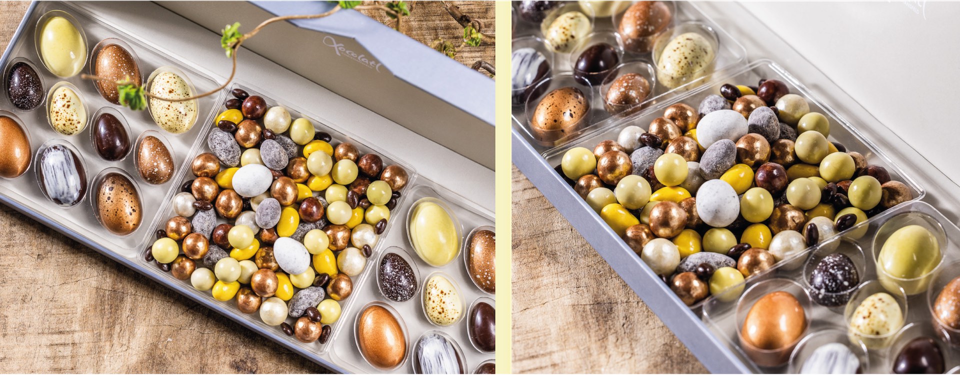 Bonjour Choco | Cutie Cadou Asortiment oua si drajeuri ciocolata 370G Colectia Paste 2023