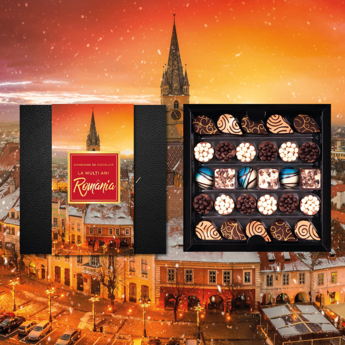 Colecția Gentleman „Ninsoare la Sibiu” - Bomboane de ciocolată 180G - Ediția „La mulți ani, România” [1]