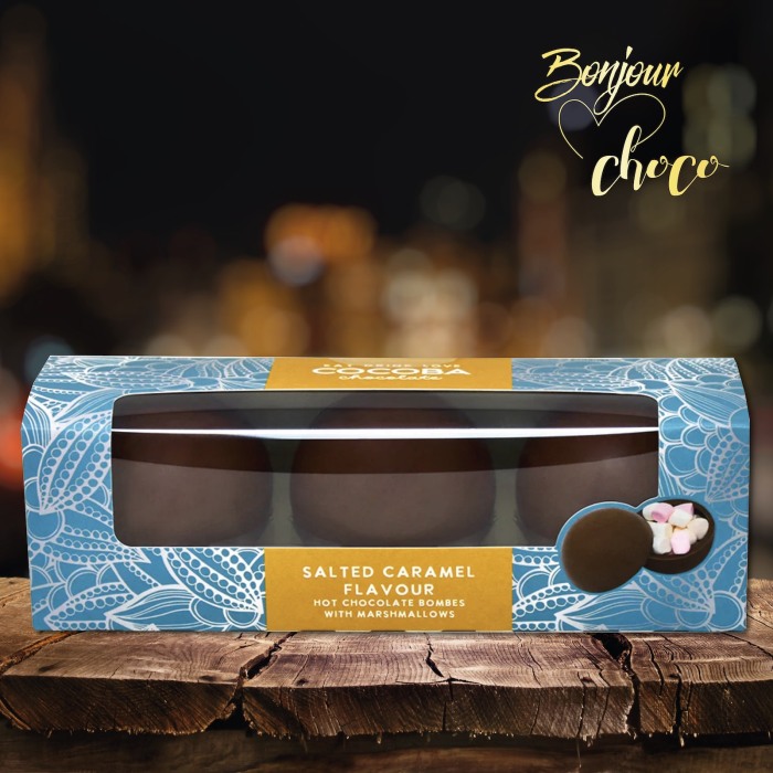 Set 3 sfere de ciocolata cu lapte si caramel sarat cu bezele 150G [8]