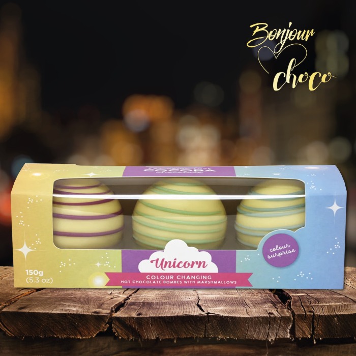 Unicorn Set 3 sfere de ciocolata alba cu bezele 150G [7]