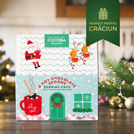 Craciun - Casuta Craciun - Set 6 linguri de ciocolata cu bezele 232G