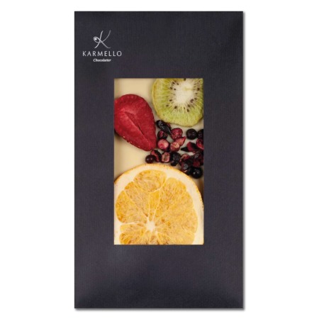 Cadouri pentru copii - Frutella - Tabletă ciocolată albă cu portocale, kiwi și căpșuni 100G