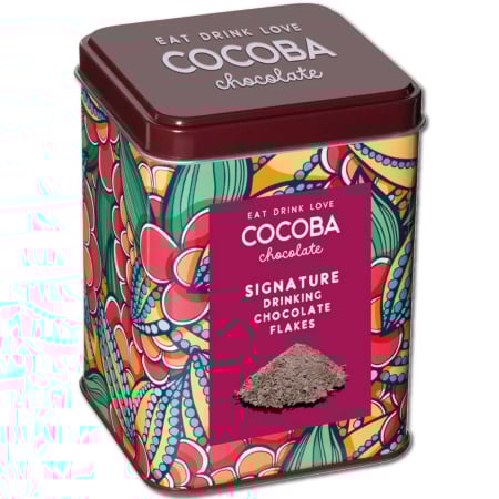 Ciocolata Vegana - Fulgi de ciocolata belgiana neagra in cutie metalica 200G