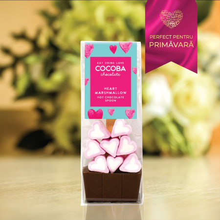 Valentine's Day - Lingura ciocolata cu lapte si bezele inimioara 50G