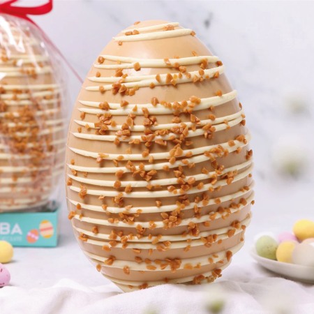 Cadouri pentru ea - Ou gigant de ciocolata aurie cu caramel 250G