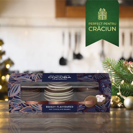 Craciun - Set 3 sfere de ciocolata cu bezele si aroma de alcool 150G