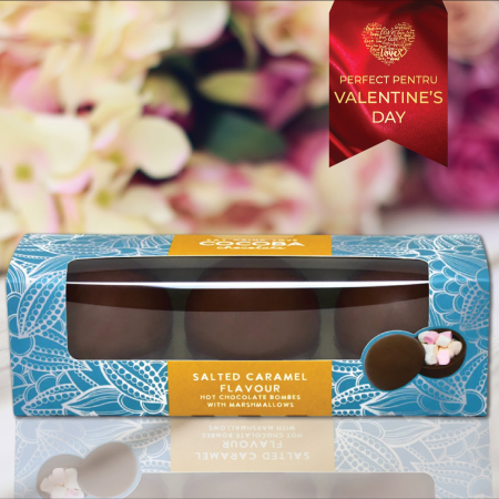 Set 3 sfere de ciocolata cu lapte si caramel sarat cu bezele 150G