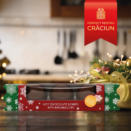 Set 3 sfere de ciocolată cu lapte și caramel sărat cu bezele 150G - Ediție Crăciun [2]