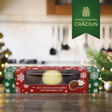 Craciun - Set 3 sfere de ciocolată mixtă cu bezele 150G - Ediție Crăciun