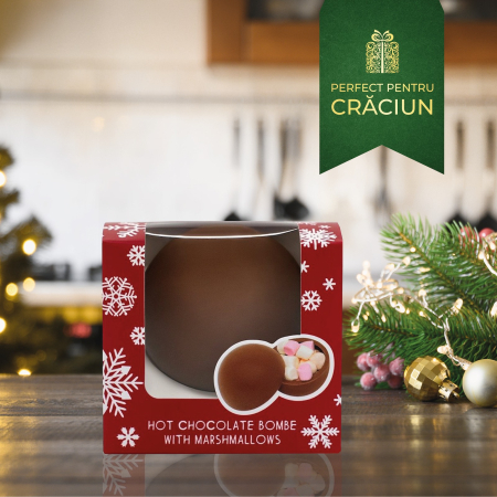 Christmas - Sferă de ciocolată cu lapte și bezele 50G - Ediție Craciun