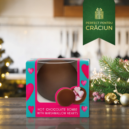 Craciun - Sfera de ciocolata cu lapte si bezele inimioara 50G