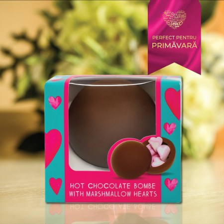 Valentine's Day - Sfera de ciocolata cu lapte si bezele inimioara 50G