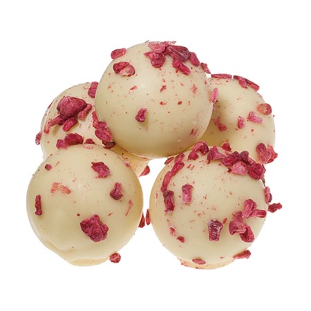 Trufe de ciocolată albă cu zmeură și șampanie în cutie metalică 120G [6]