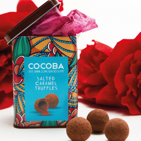 Trufe de ciocolata cu lapte si caramel sarat in cutie metalica 120G [2]