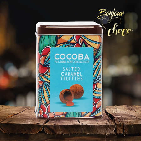 Trufe de ciocolata cu lapte si caramel sarat in cutie metalica 120G [8]