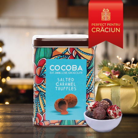 Trufe de ciocolata cu lapte si caramel sarat in cutie metalica 120G [2]