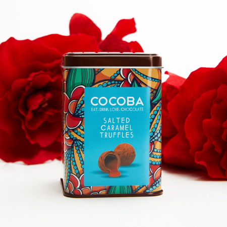 Trufe de ciocolata cu lapte si caramel sarat in cutie metalica 120G [7]