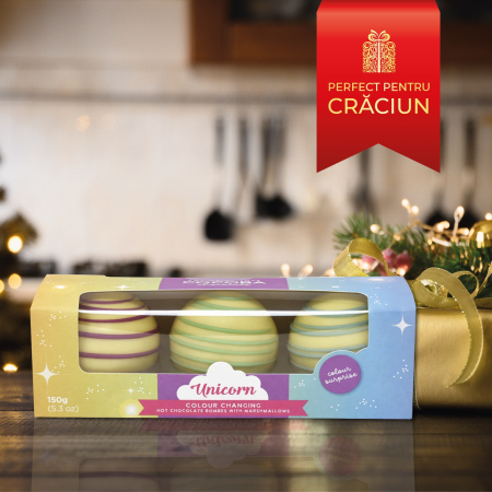 Unicorn Set 3 sfere de ciocolata alba cu bezele 150G [2]