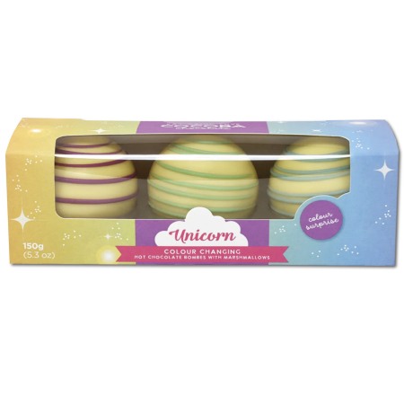 Ciocolata calda & frappe ciocolata - Unicorn Set 3 sfere de ciocolata alba cu bezele 150G