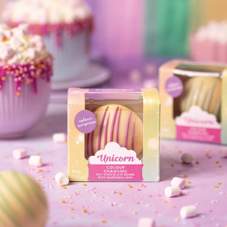 Unicorn Sfera de ciocolata alba cu bezele 50G [1]