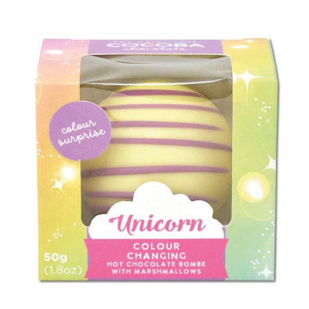 Ciocolata calda & frappe ciocolata - Unicorn Sfera de ciocolata alba cu bezele 50G