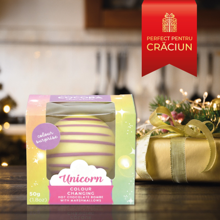 Unicorn Sfera de ciocolata alba cu bezele 50G [3]