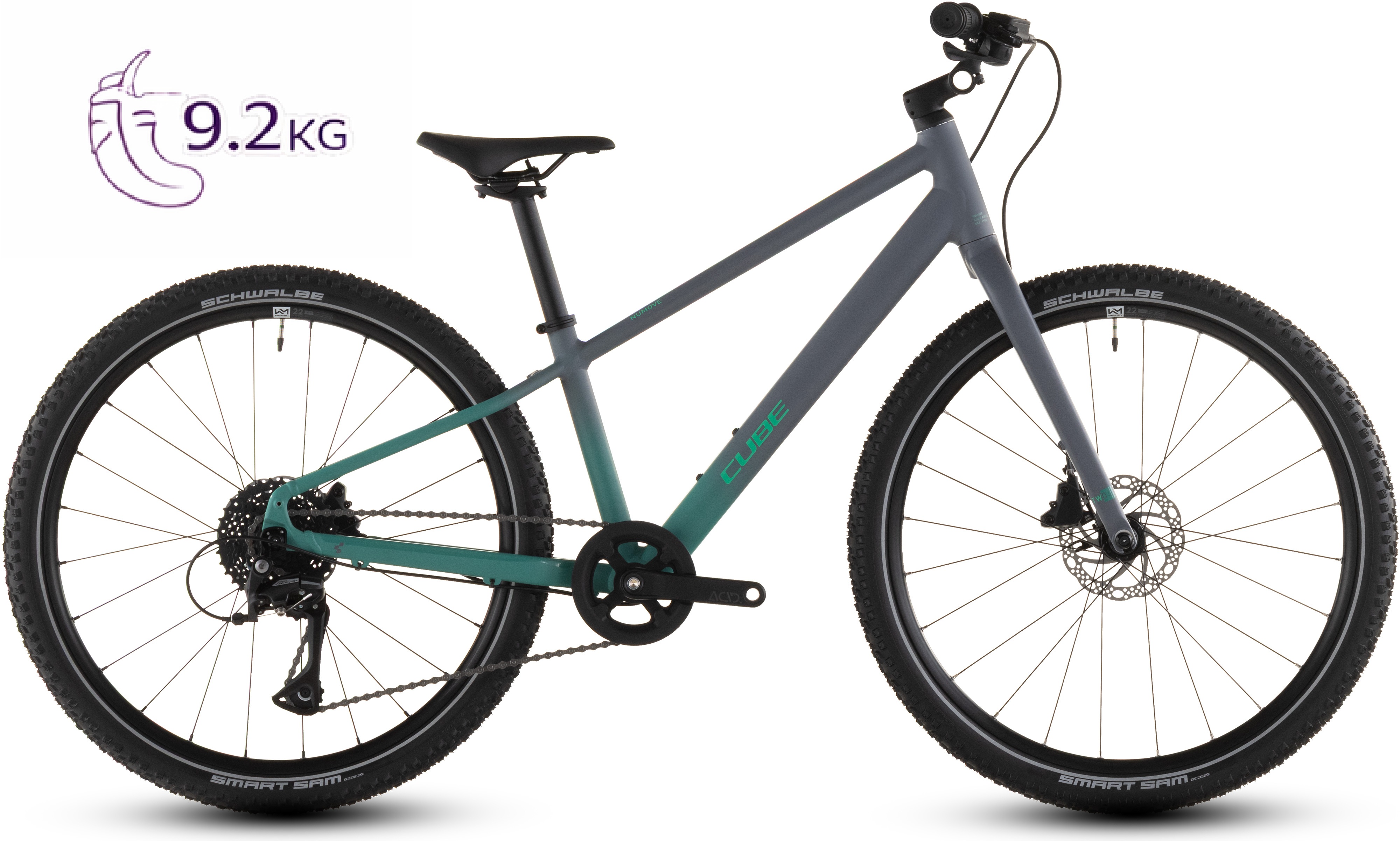 Biciclete - BICICLETA COPII CUBE NUMOVE 240 DISC LAVAGREY COOLGREEN 2026 roti 24