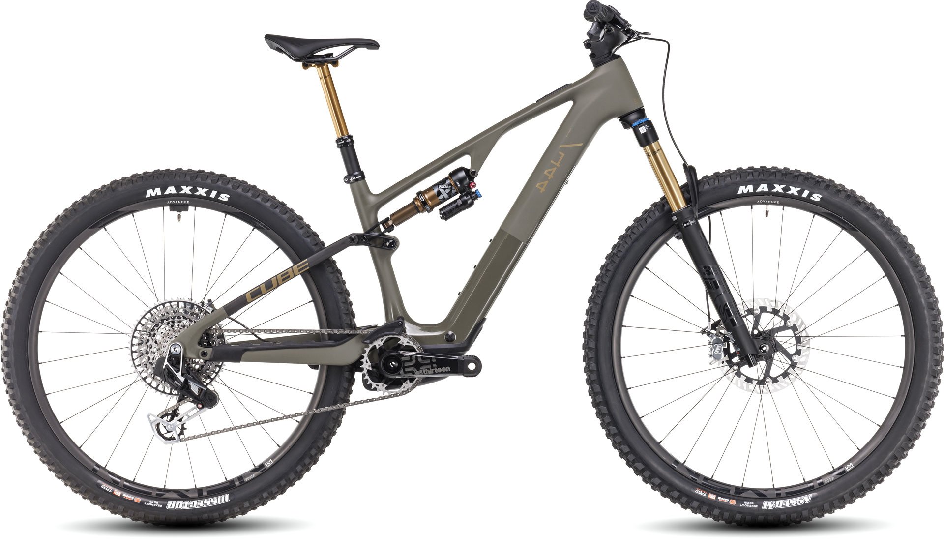 Biciclete electrice - BICICLETA ELECTRICA CUBE AMS HYBRID ONE44 C:68X SUPER TM 400X 29 DUSTYOLIVE/N/GOLD XL