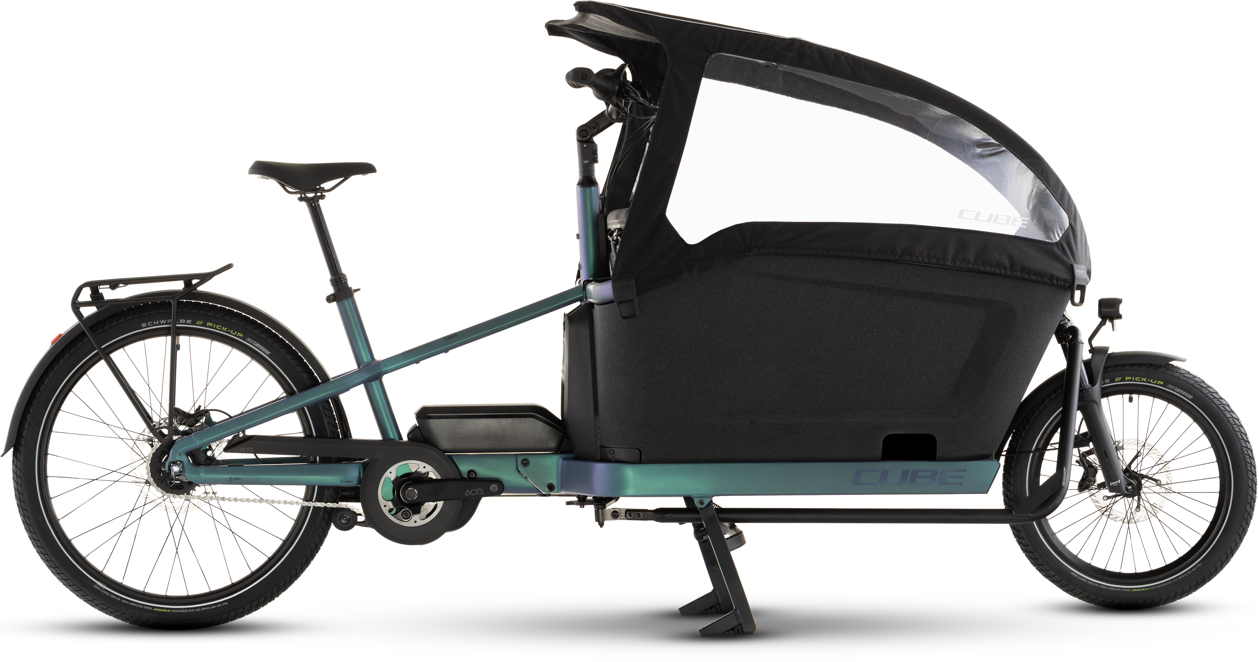 Biciclete electrice - BICICLETA ELECTRICA CUBE CARGO HYBRID COMFORT PRO FAMILY 800 SMARAGDGREY REFLEX 2026 One Size