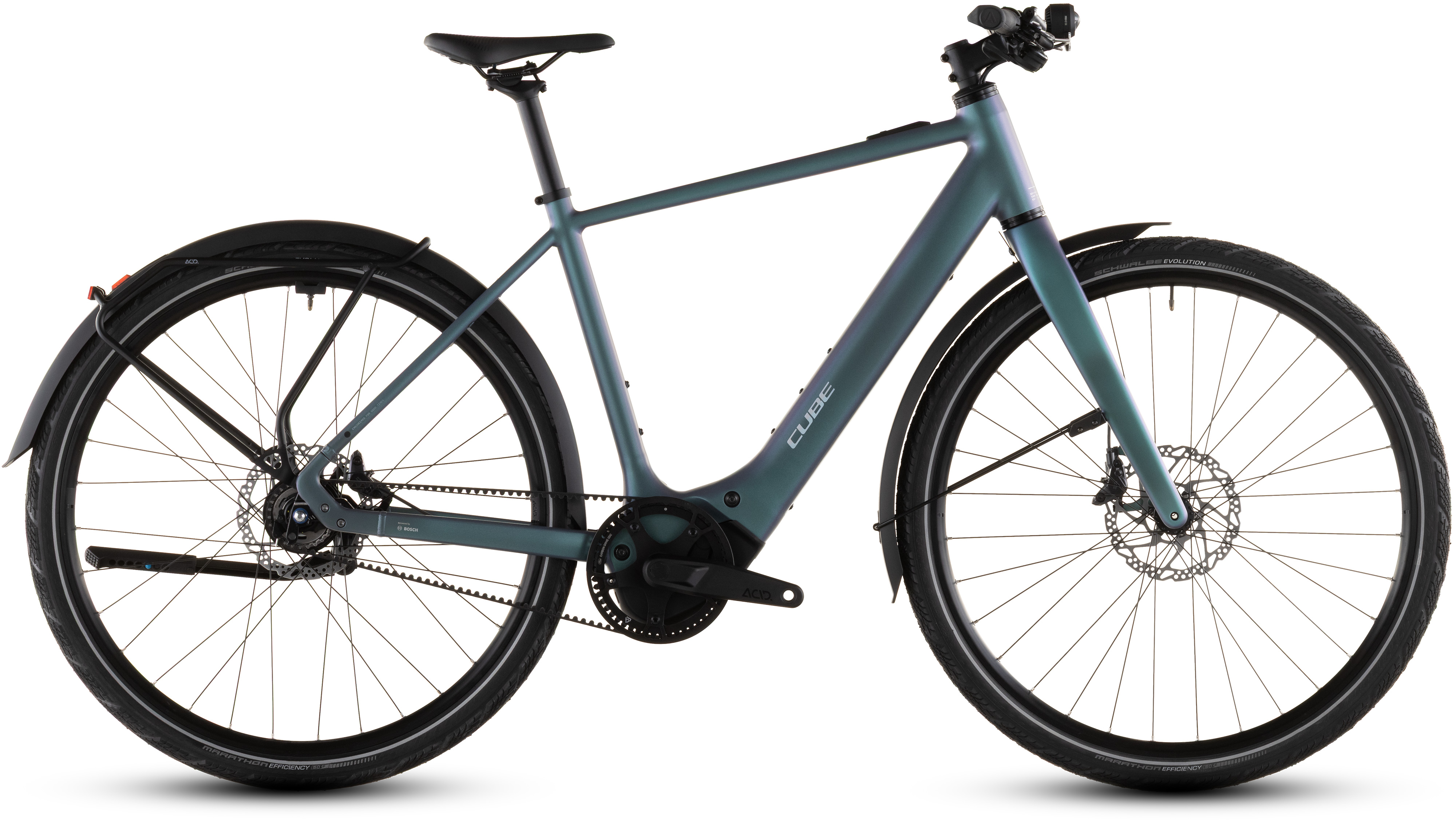 Biciclete electrice - BICICLETA ELECTRICA CUBE EDITOR HYBRID SLT 400X FE SMARAGDGREY PRISM 2026 54 cm