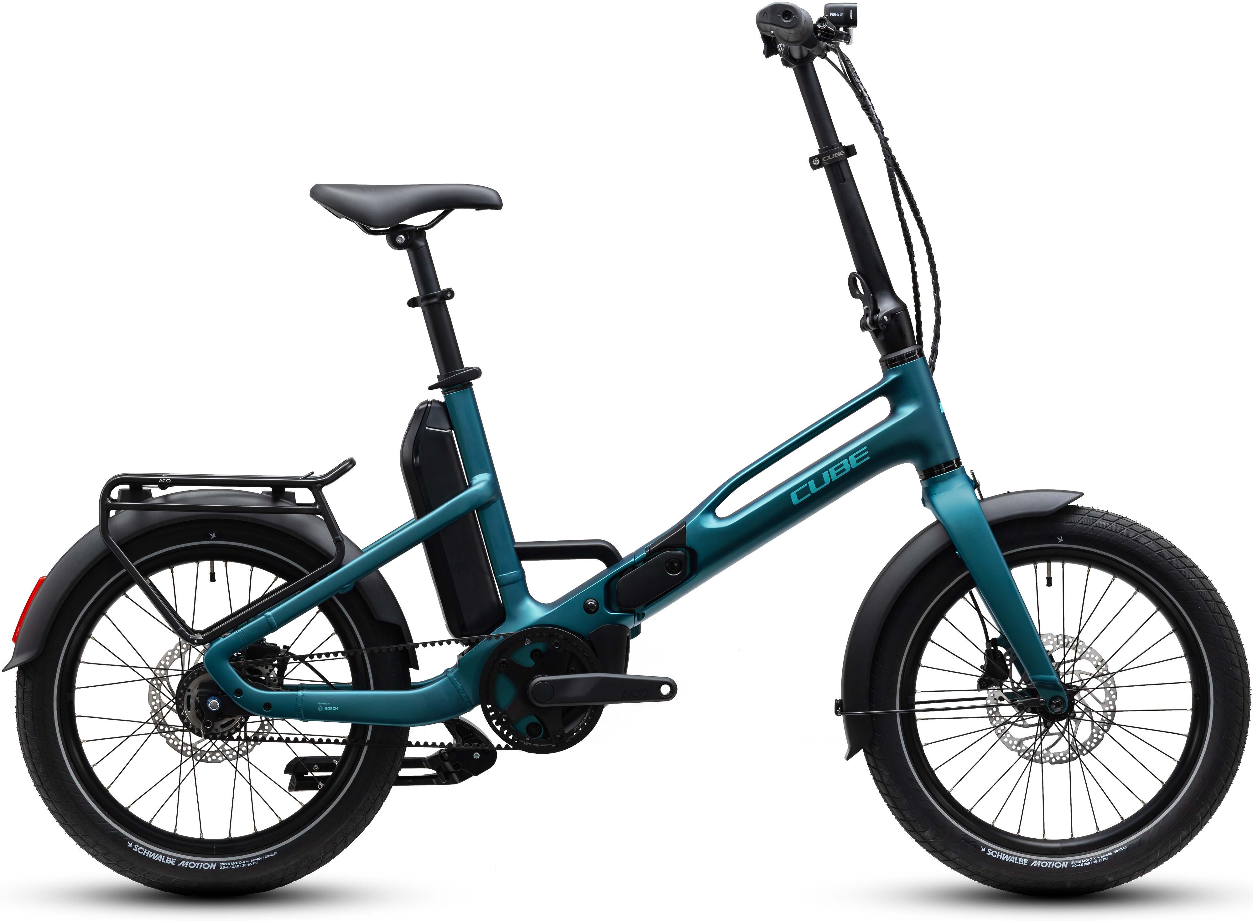 Ciclism - BICICLETA ELECTRICA CUBE FOLD HYBRID DELUXE 540 METALLICPETROL SEA 2027 One Size