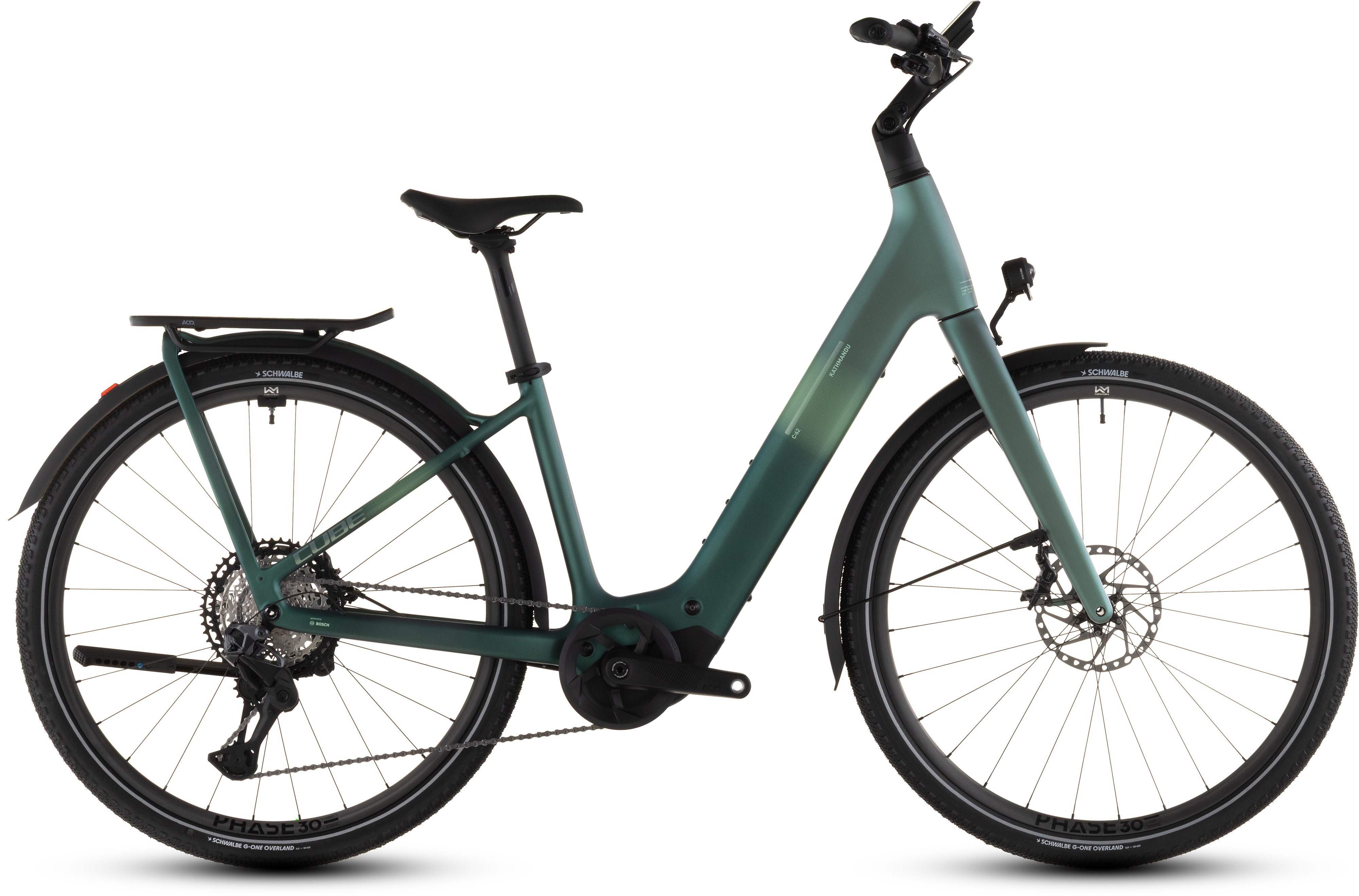 Biciclete electrice - BICICLETA ELECTRICA CUBE KATHMANDU HYBRID C:62 SLT 400X EASY ENTRY SEAFOAM CHROME 2026 54 cm