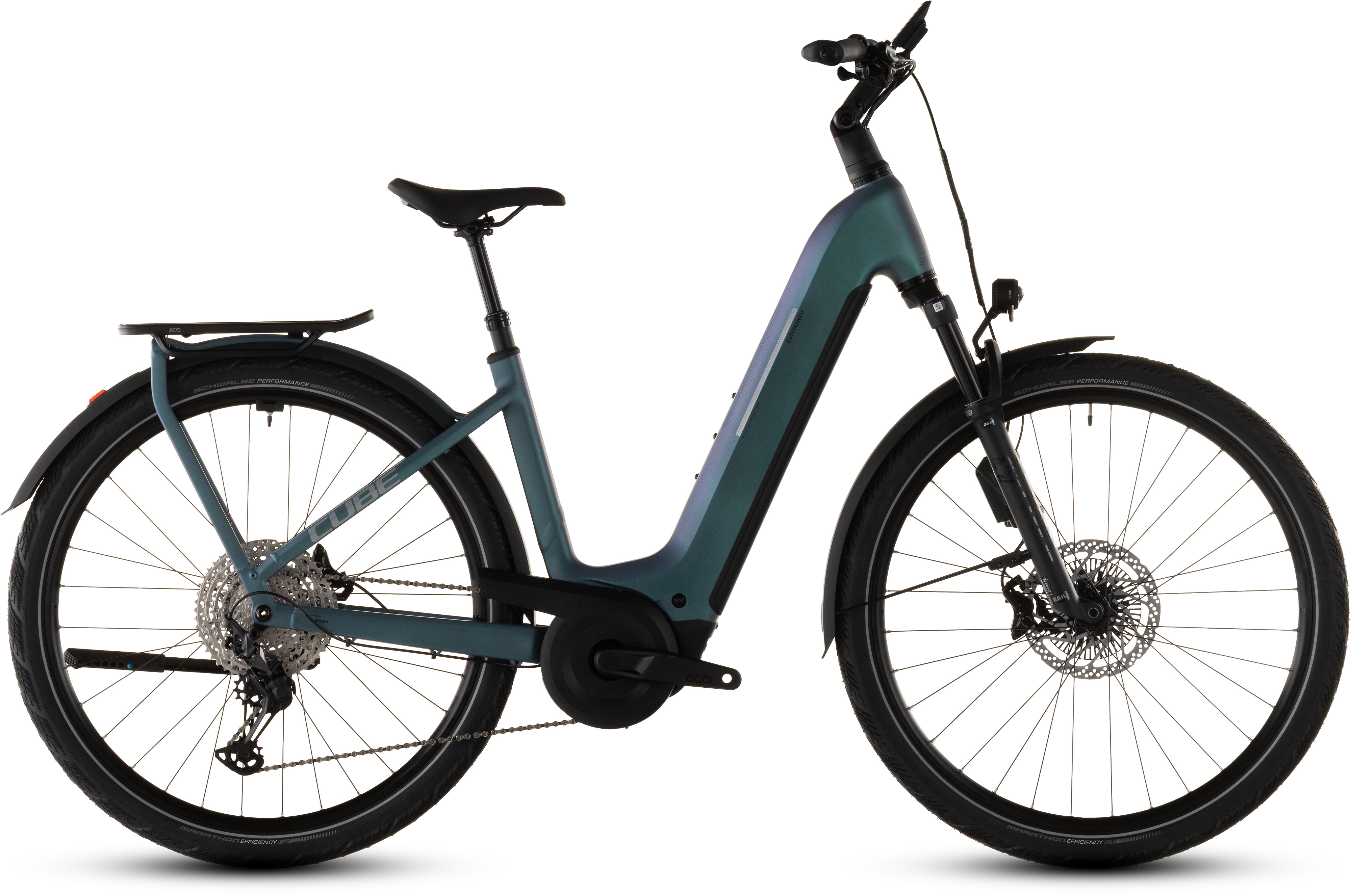 Biciclete electrice - BICICLETA ELECTRICA CUBE KATHMANDU HYBRID EXC 800 EASY ENTRY SMARAGDGREY PRISM 2026 54 cm