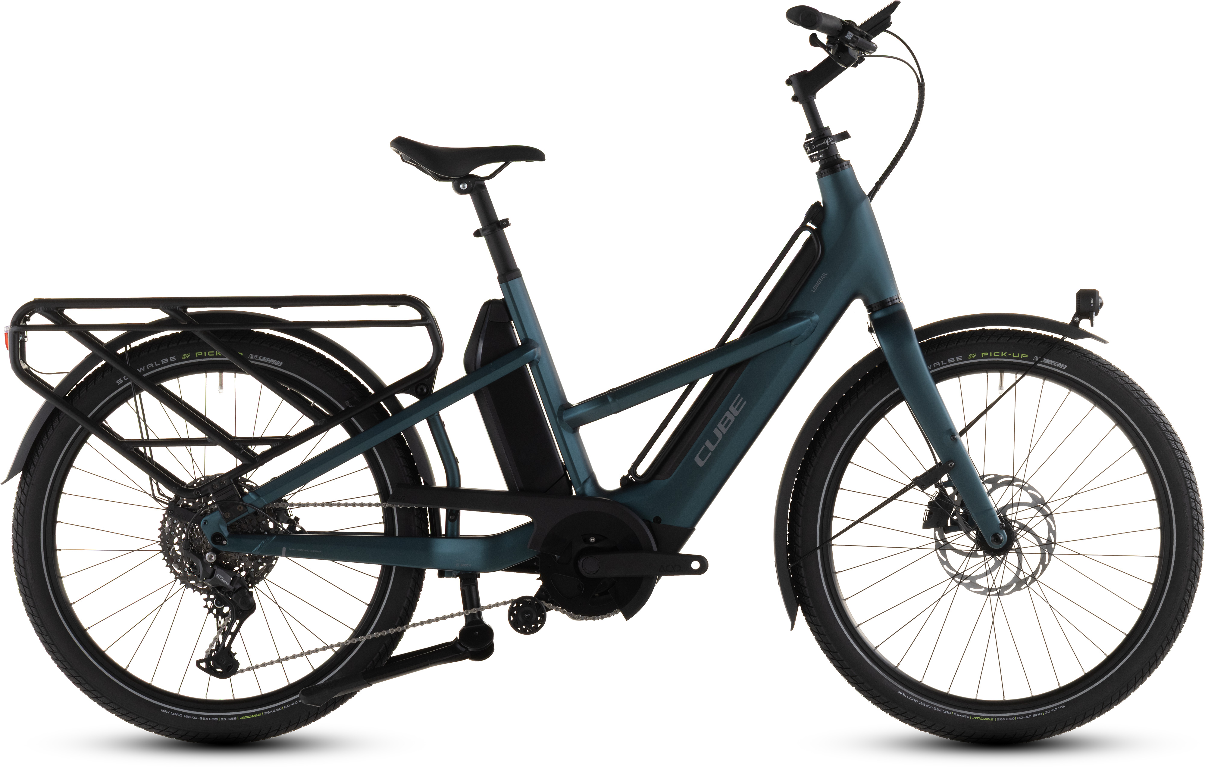 Biciclete electrice - BICICLETA ELECTRICA CUBE LONGTAIL HYBRID 800 ROYALGREEN BLACK 2026 One Size