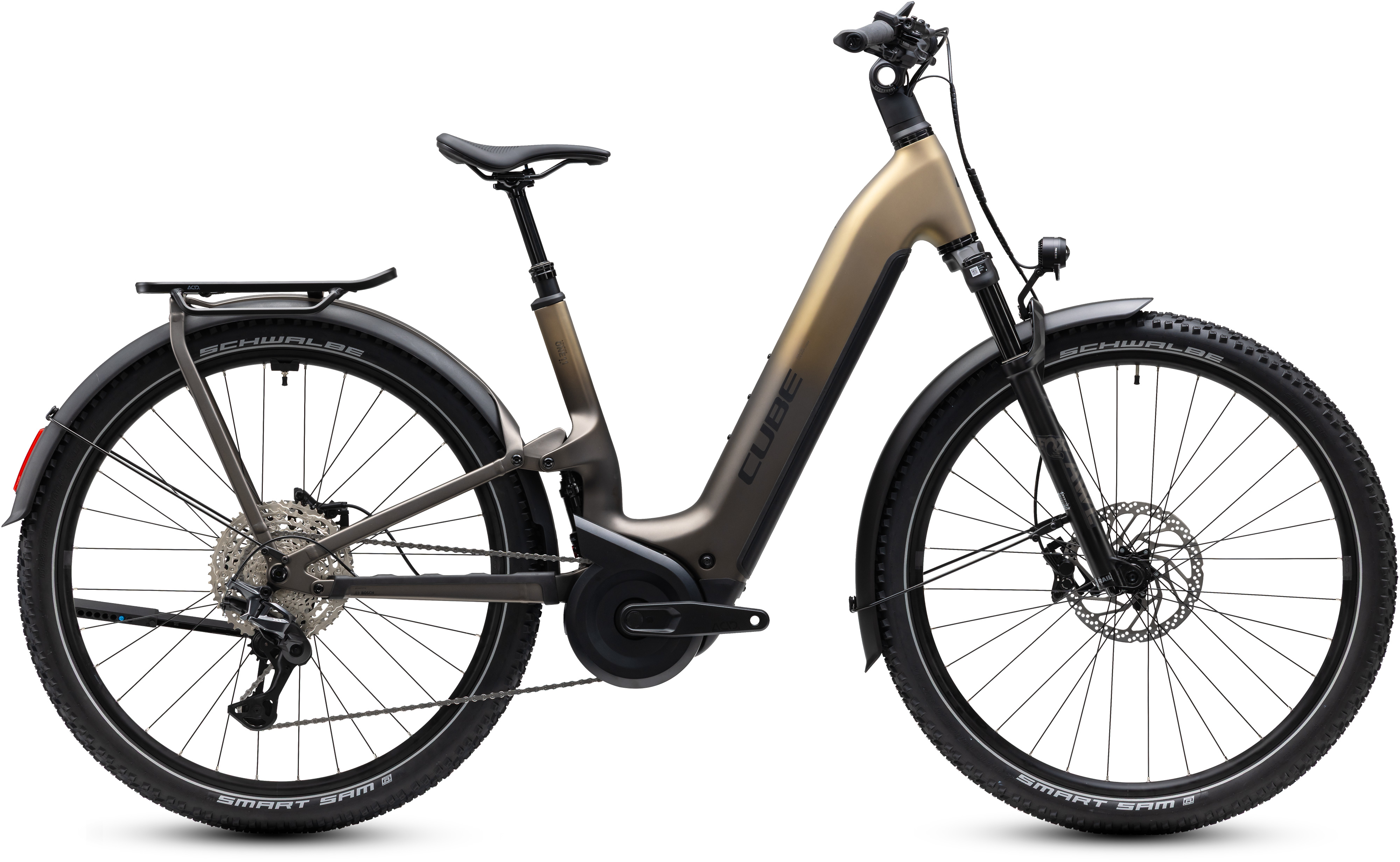 Ciclism - BICICLETA ELECTRICA CUBE NURIDE HYBRID ONE11 HPC SLX 800 EASY ENTRY GOLDENBROWN BLACK 2027 50 cm