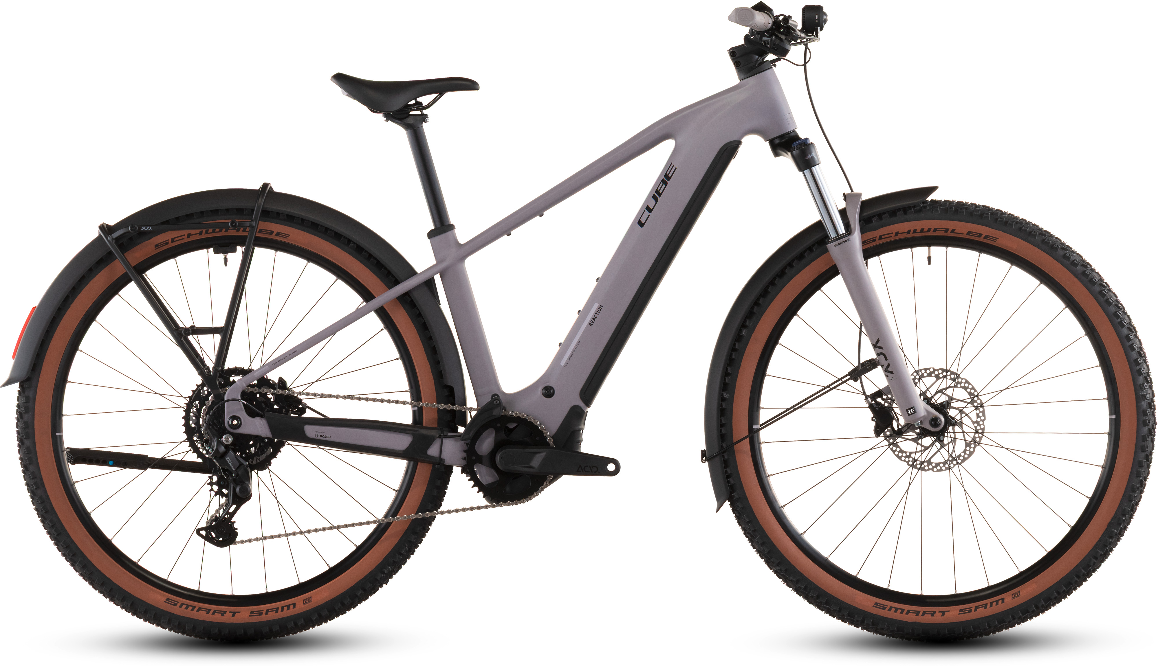 Biciclete electrice - BICICLETA ELECTRICA CUBE REACTION HYBRID PERFORMANCE 600 FE PLUMGREY BLACK 2026 cadru S (16") - roti 27.5