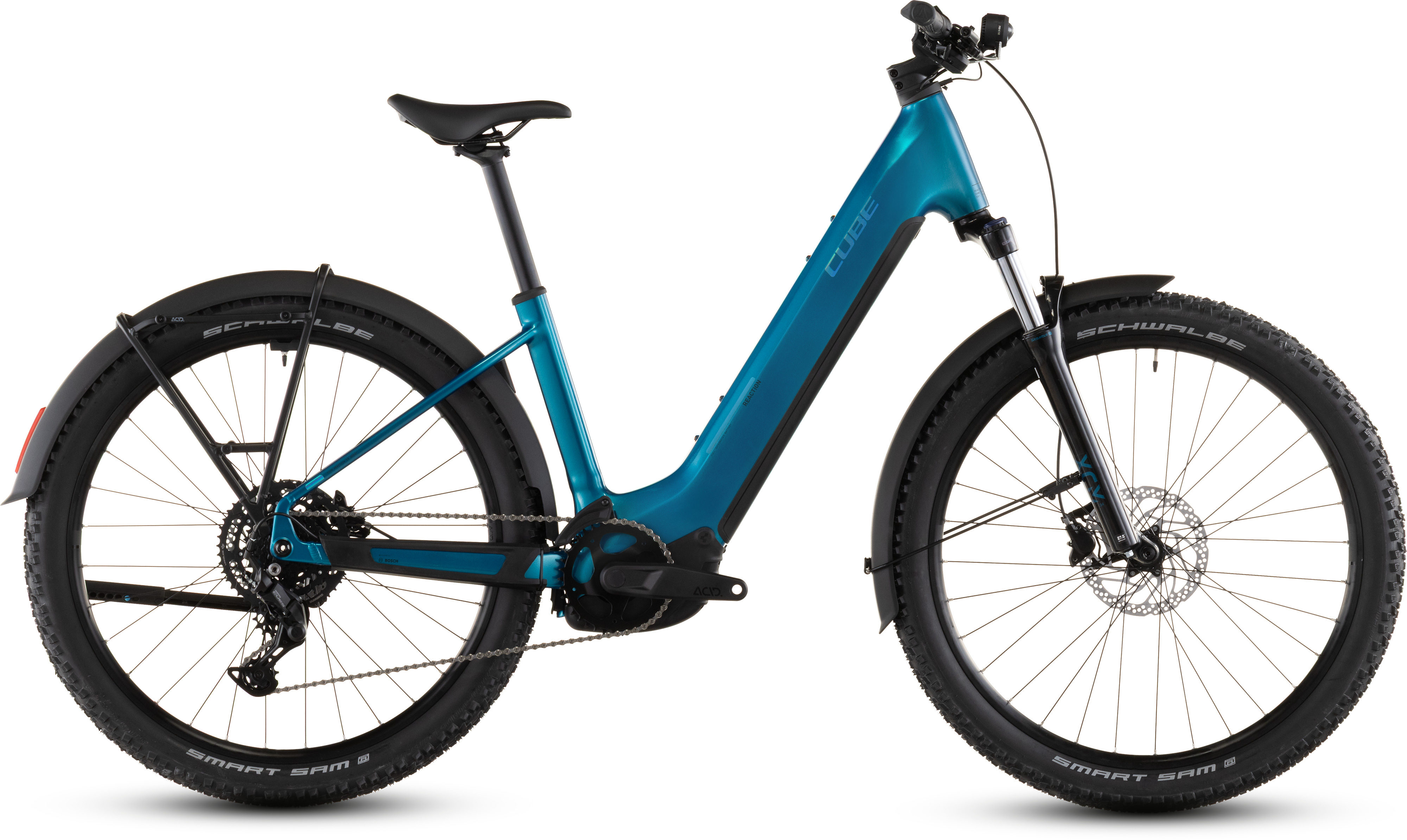 Biciclete electrice - BICICLETA ELECTRICA CUBE REACTION HYBRID PERFORMANCE 600 FE EASY ENTRY ELECTRICBLUE DAZZLE 2026 cadru S (16") - roti 27.5