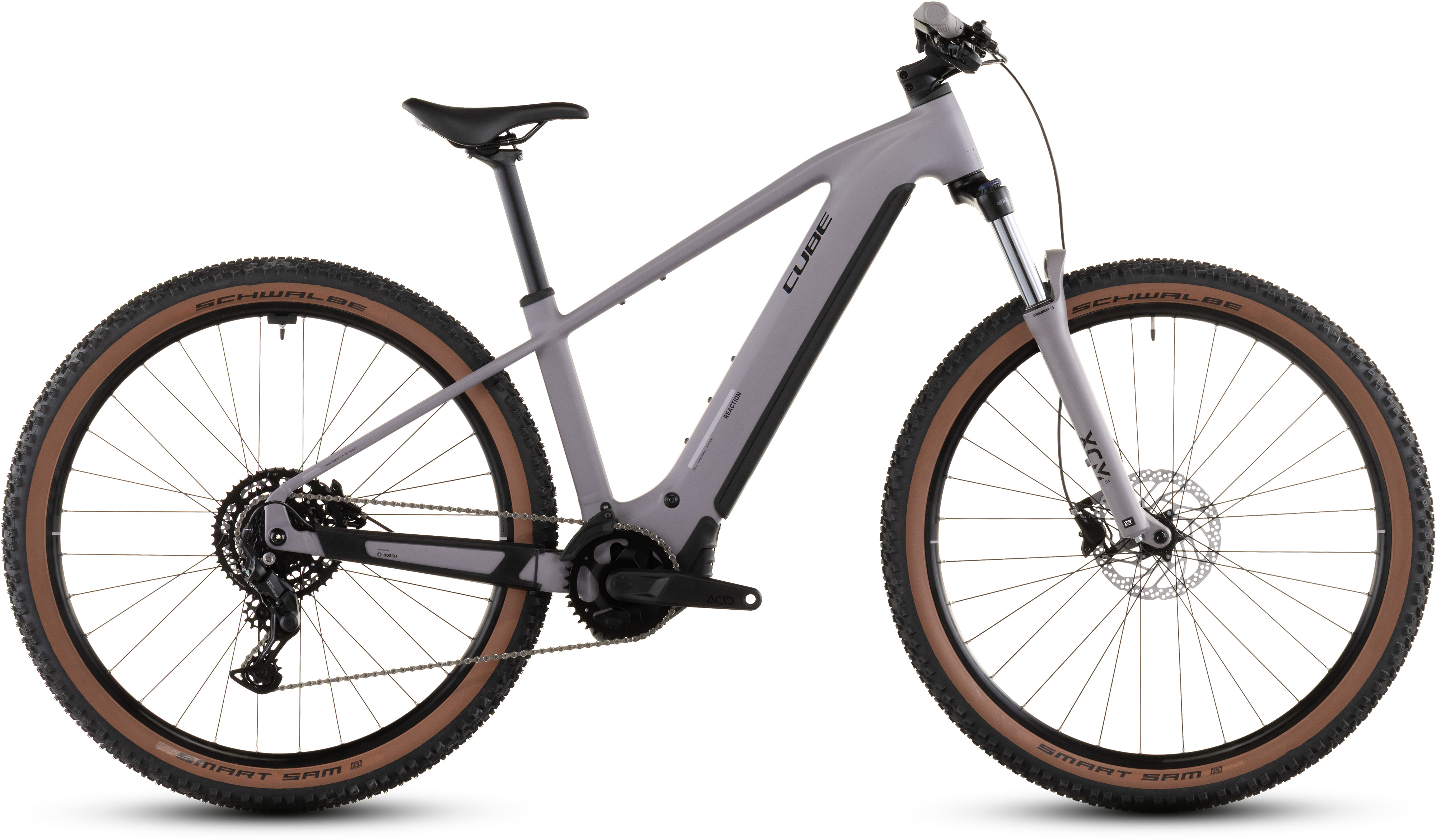 Biciclete electrice - BICICLETA ELECTRICA CUBE REACTION HYBRID PERFORMANCE 600 PLUMGREY BLACK 2026 cadru S (16") - roti 27.5