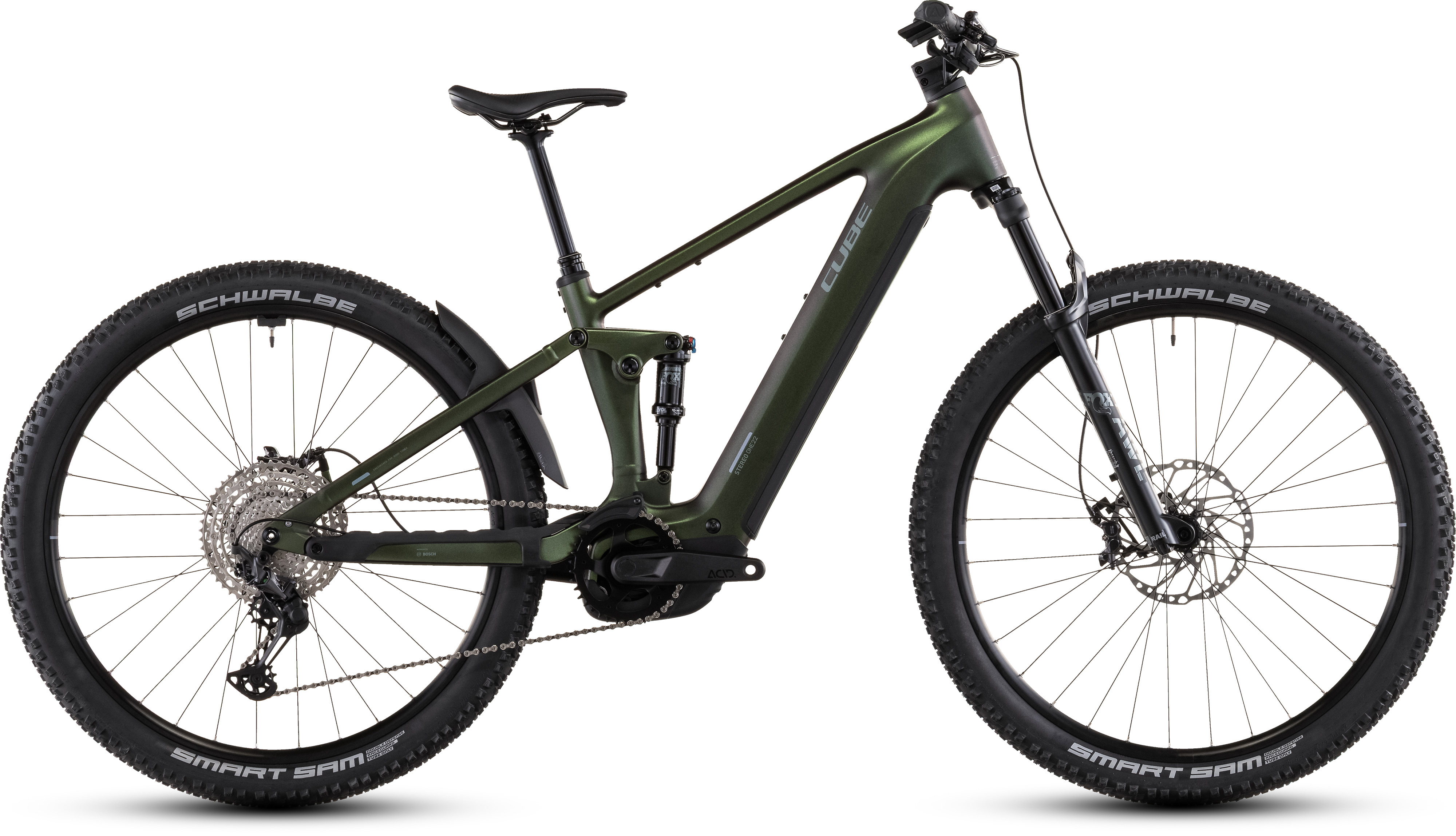 Biciclete electrice - BICICLETA ELECTRICA CUBE STEREO HYBRID ONE22 SLX 800 STELLAR GREEN 2026 cadru S (16") - roti 27.5